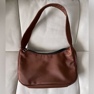 brown nylon shoulder bag
